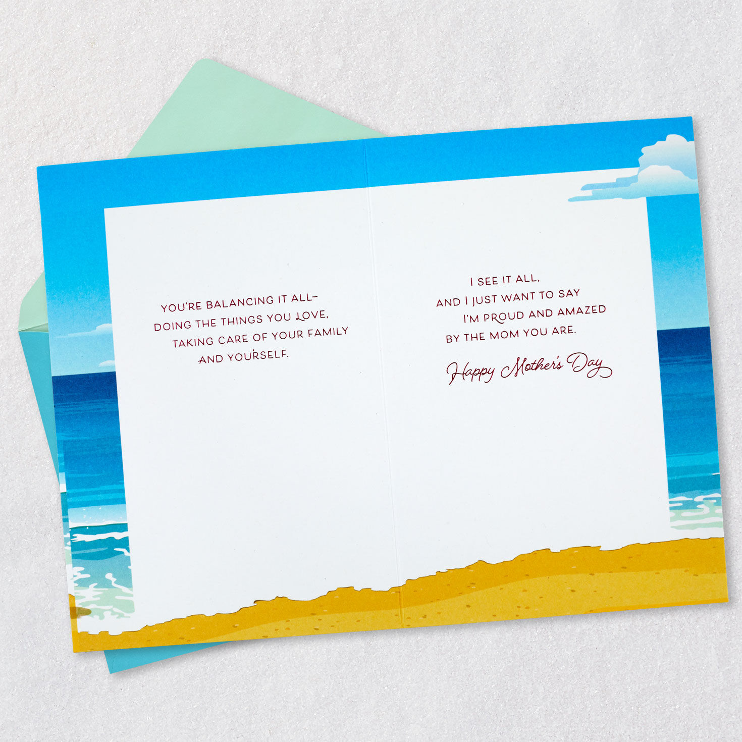 Woman Watching Sailboat Daughter Mother's Day Card Open card with envelope image number 4