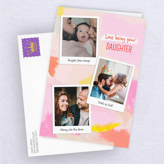 Personalized Snapshots on Pink Watercolor Photo Card, , large image number 4