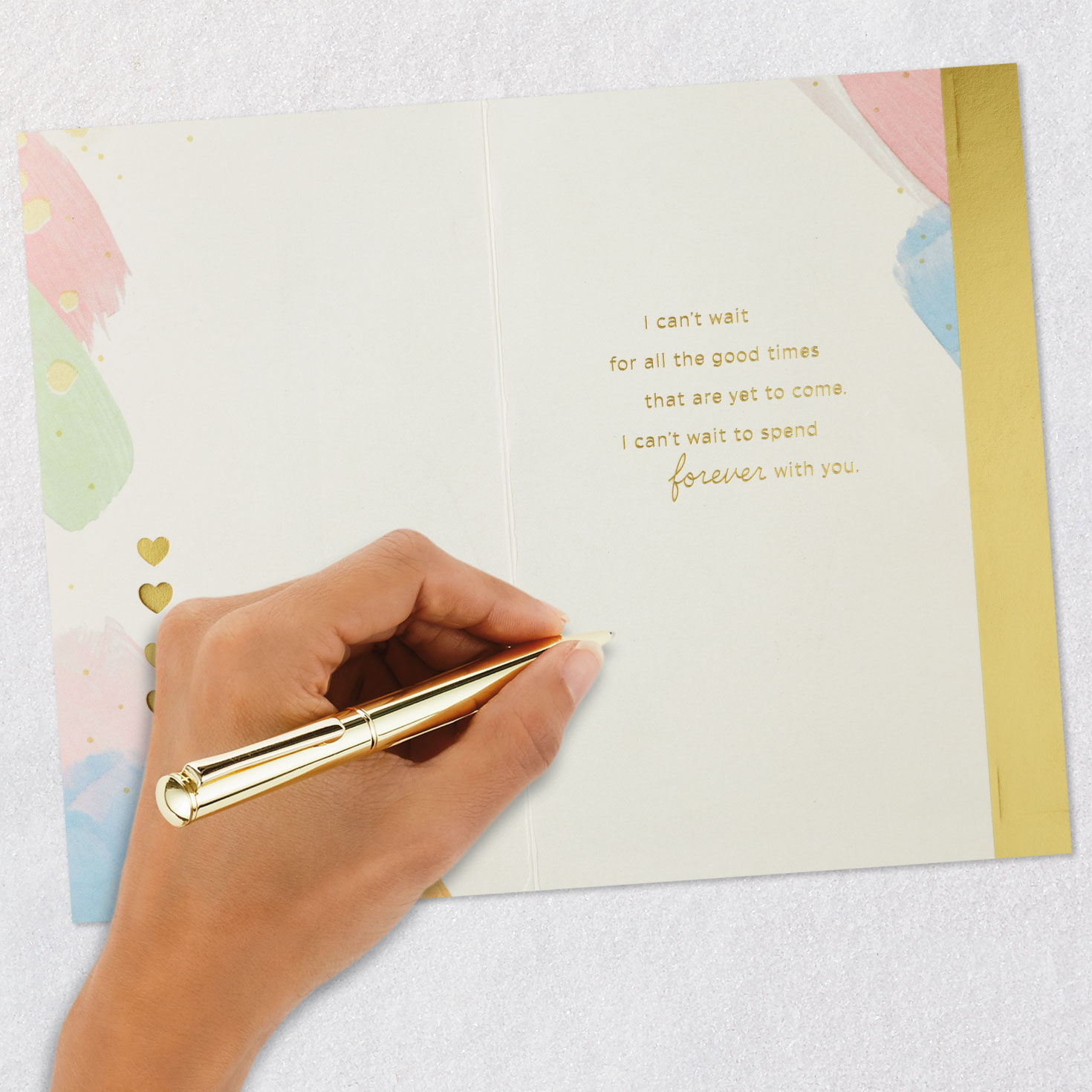 Heart and Pastels 1st Anniversary Card for Spouse signing card image number 6