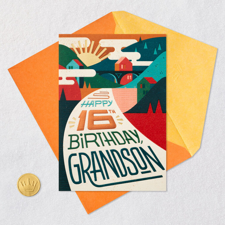 New Adventures and Happiness Ahead 16th Birthday Card for Grandson, , large image number 6