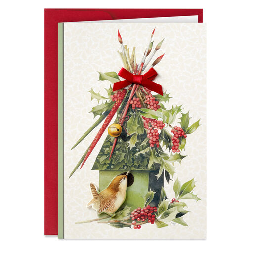 Marjolein Bastin Holly Birdhouse Boxed Christmas Cards, Pack of 12, 