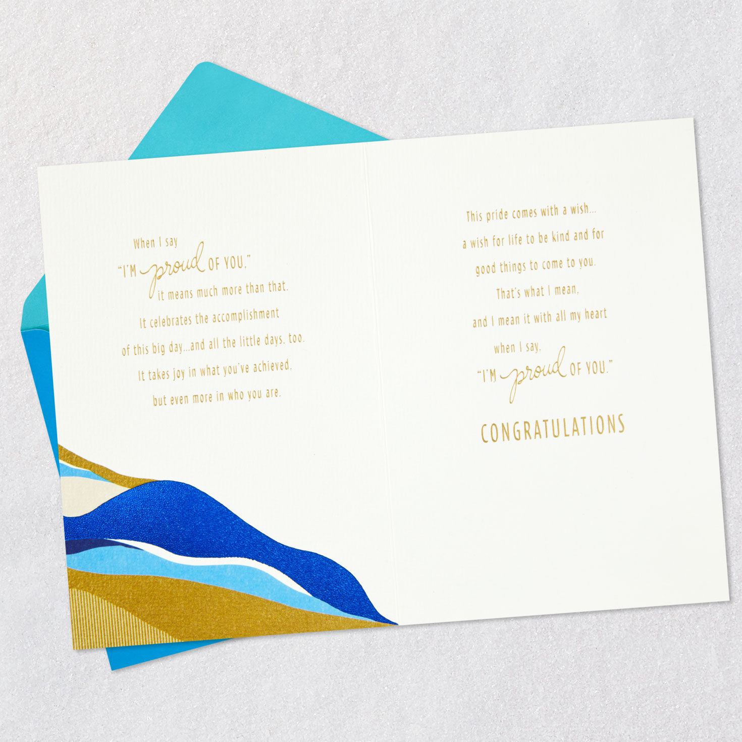 Blue and Gold Abstract Mountain Graduation Card for Son  image number 4