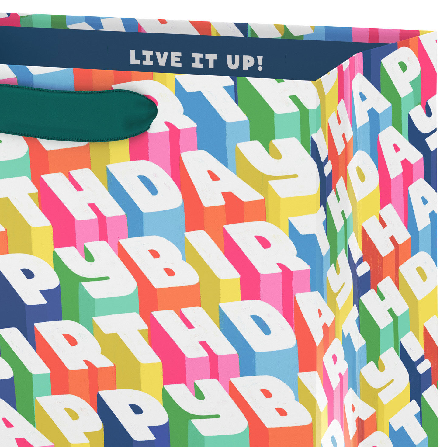 Repeating Happy Birthday Lettering Medium Gift Bag Handle Detail image number 4