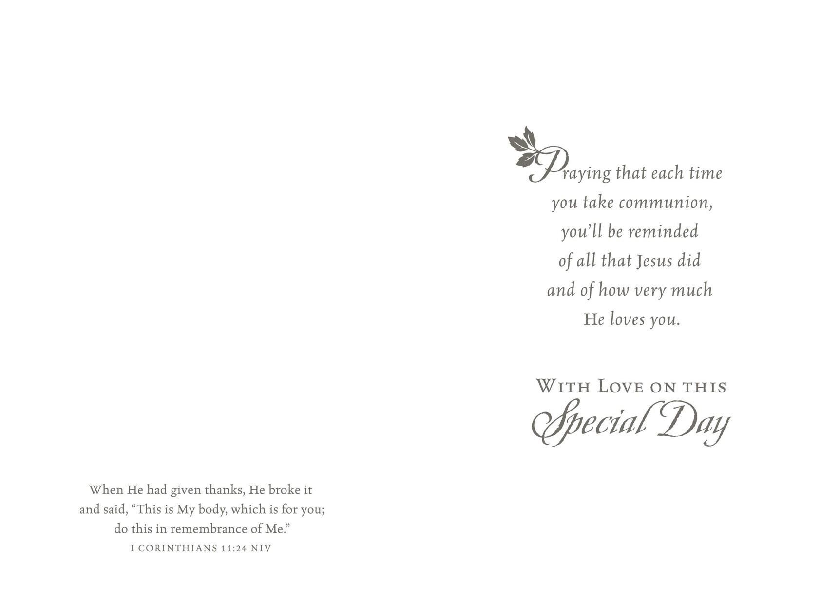 Boy First Communion Cross and Leaves