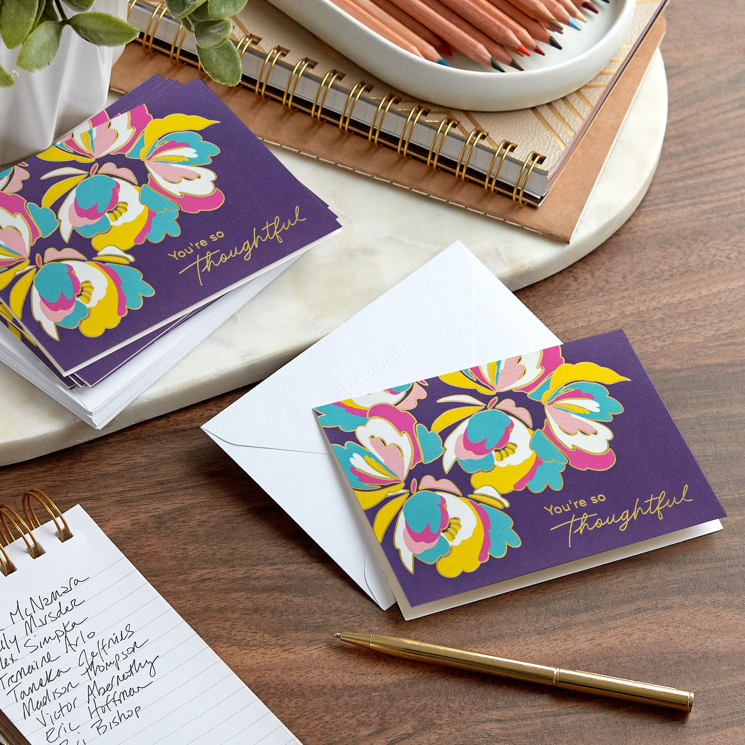 Colorful Irises Purple Blank Thank You Cards Pack  image number 6