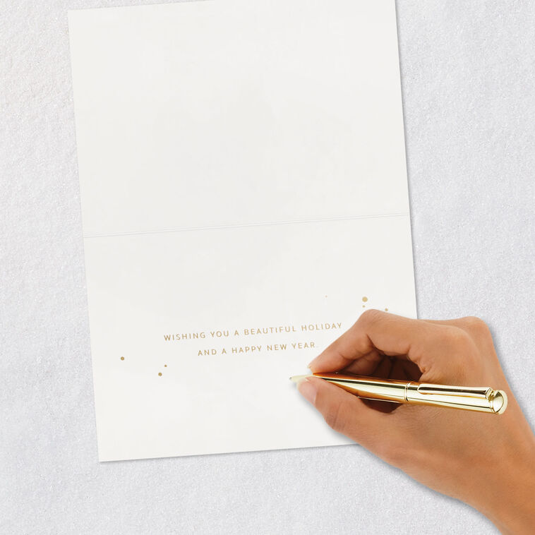 White and Gold Peace Holiday Card Signing card image number 7