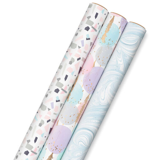 Modern Muted 3-Pack Wrapping Paper, 55 sq. ft. total, 