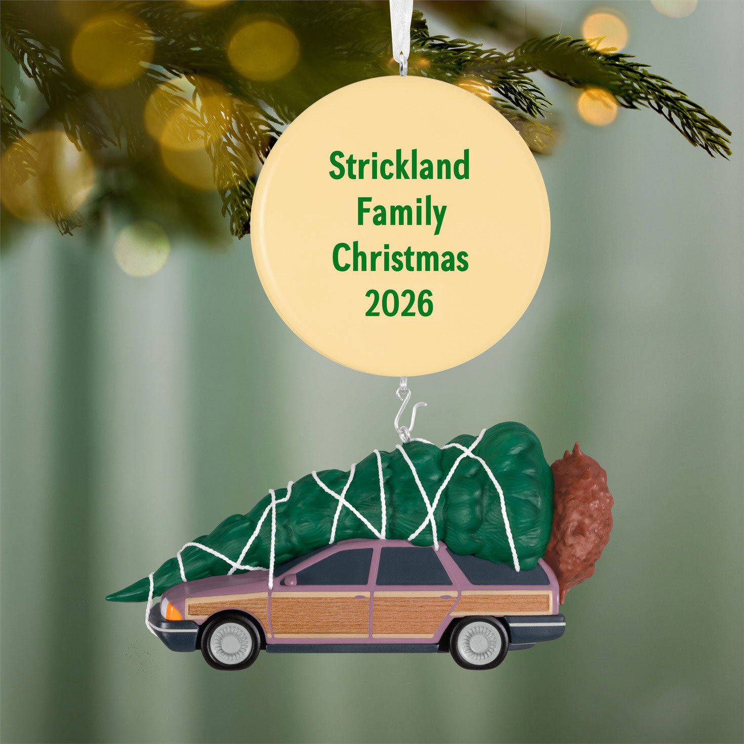 Christmas Vacation Car Personalized Ornament hanging on tree image number 2