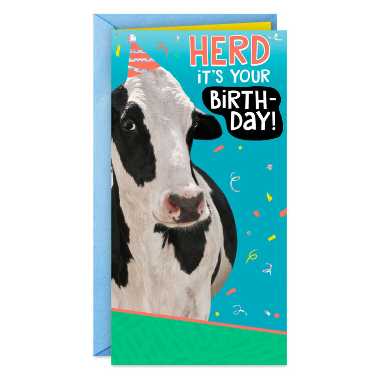 Herd It's Your Day Funny Money Holder Birthday Card for Kids