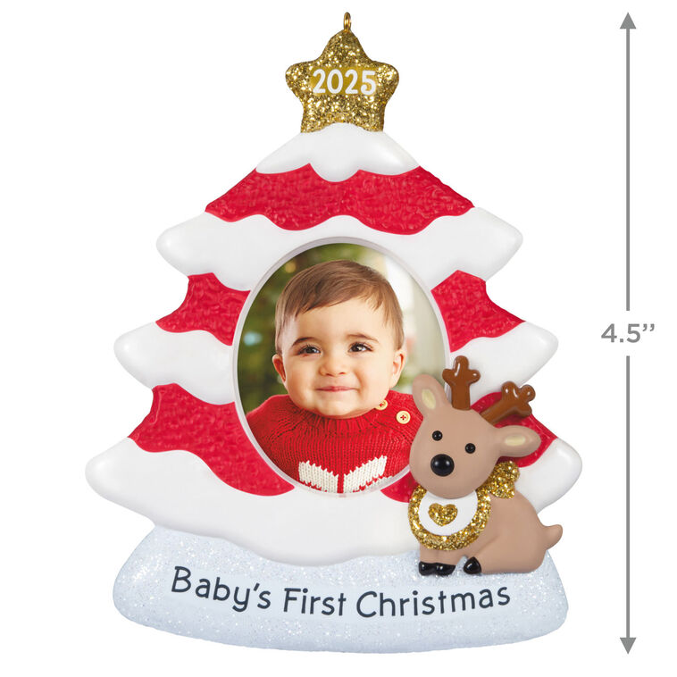 Baby's First Christmas Red and White Tree 2025 Photo Frame
