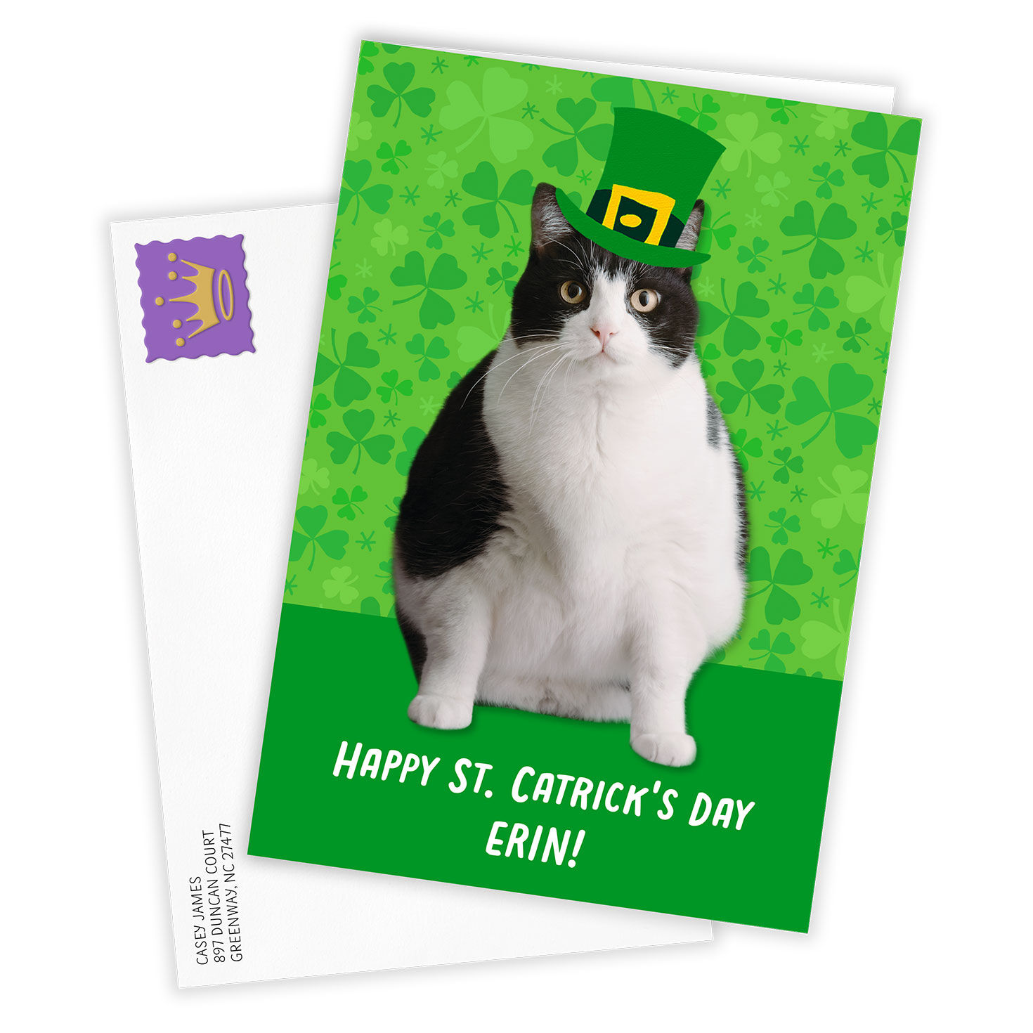 Personalized Leprechaun Cat St. Patrick&rsquo;s Day Card  image number 2