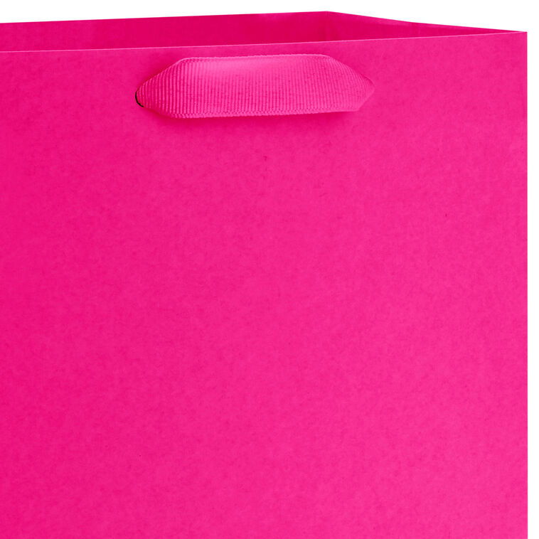 9.6" Solid Hot Pink Medium Gift Bag, Hot Pink, large image number 4