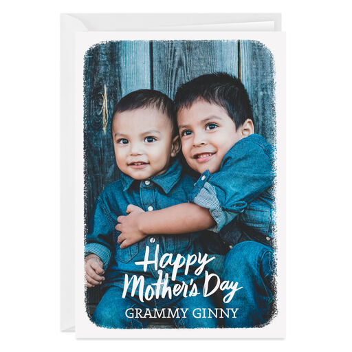 Personalized White Frame Happy Mother's Day Photo Card, 