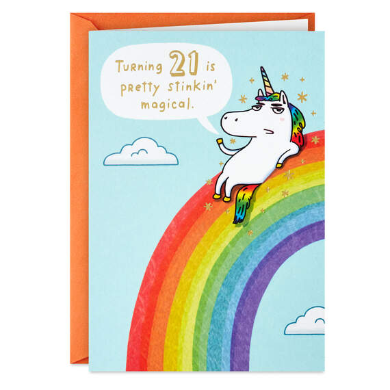 Pretty Stinkin' Magical Funny 21st Birthday Card, , large image number 1