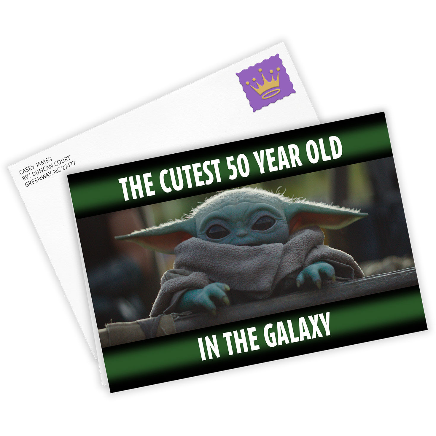 Cutest in Galaxy Grogu Personalized Birthday Card Card Front with Envelope image number 2