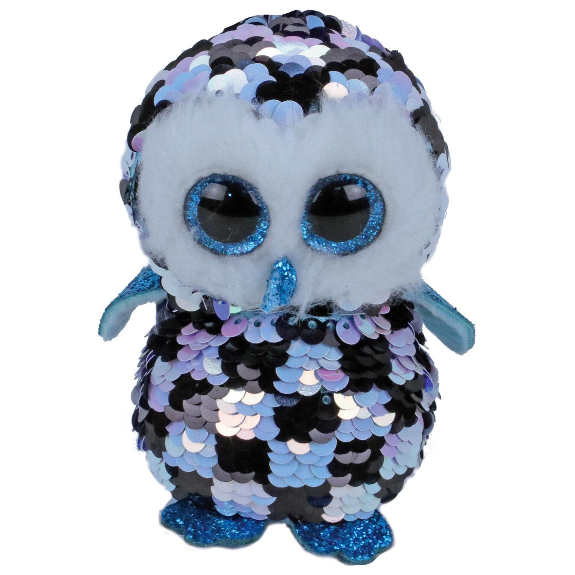 Ty Flippables Topper the Checkered Owl Sequin Medium Stuffed Animal, 9" Classic Stuffed