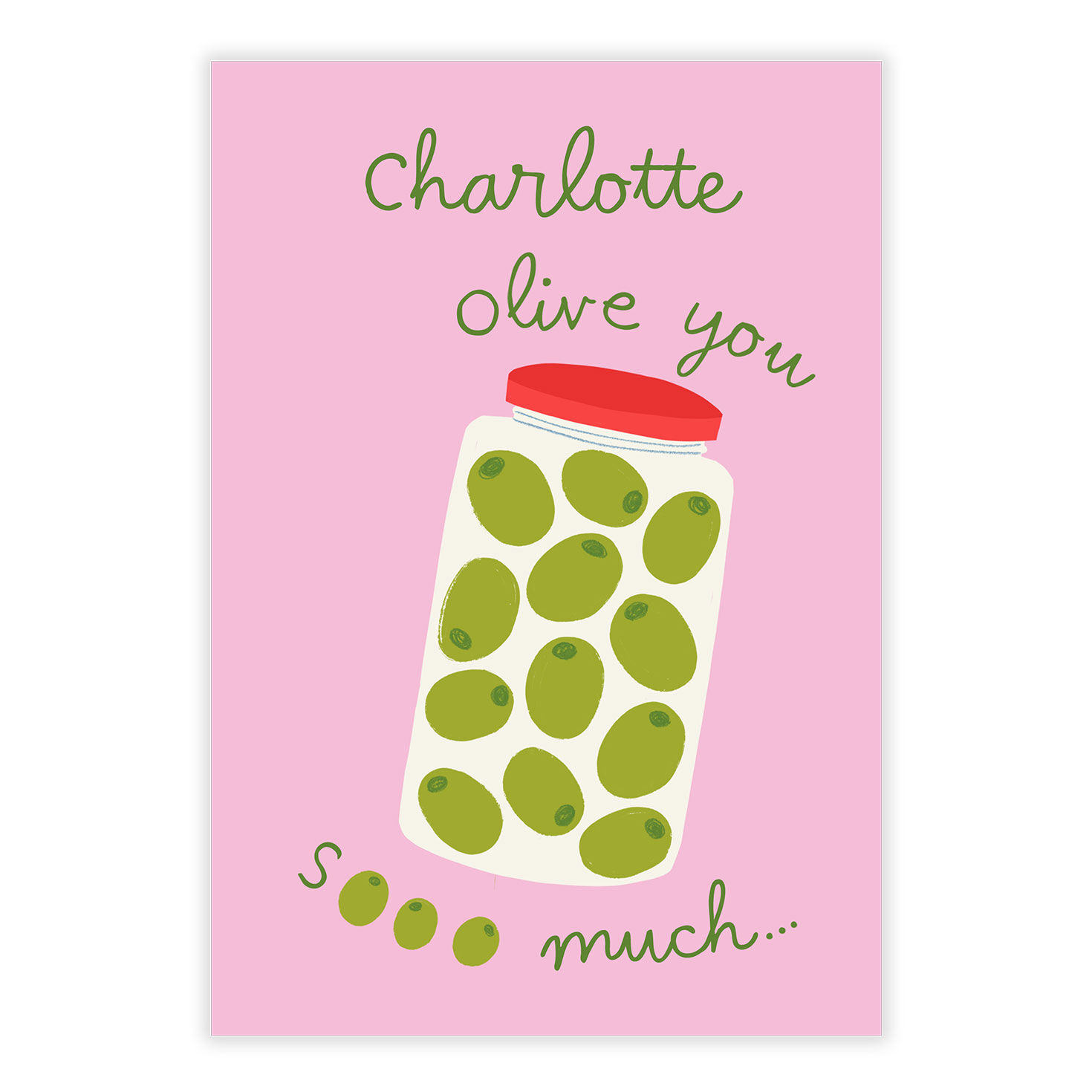 Illustrated Olive Jar Personalized Love Card front image number 2