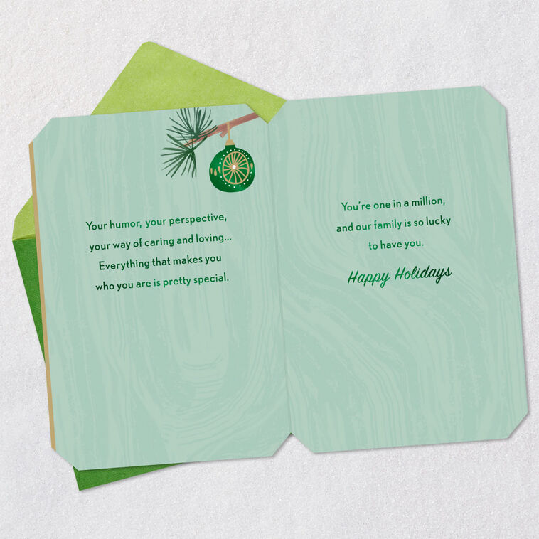 Green Holiday Ornament Grandpa Christmas Card Open card with envelope image number 4