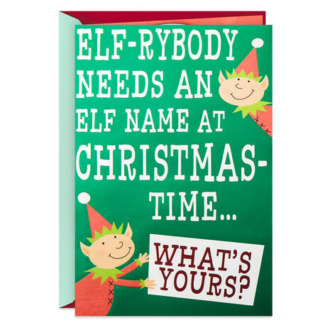 Pick Your Elf Name Christmas Card With Game, , large