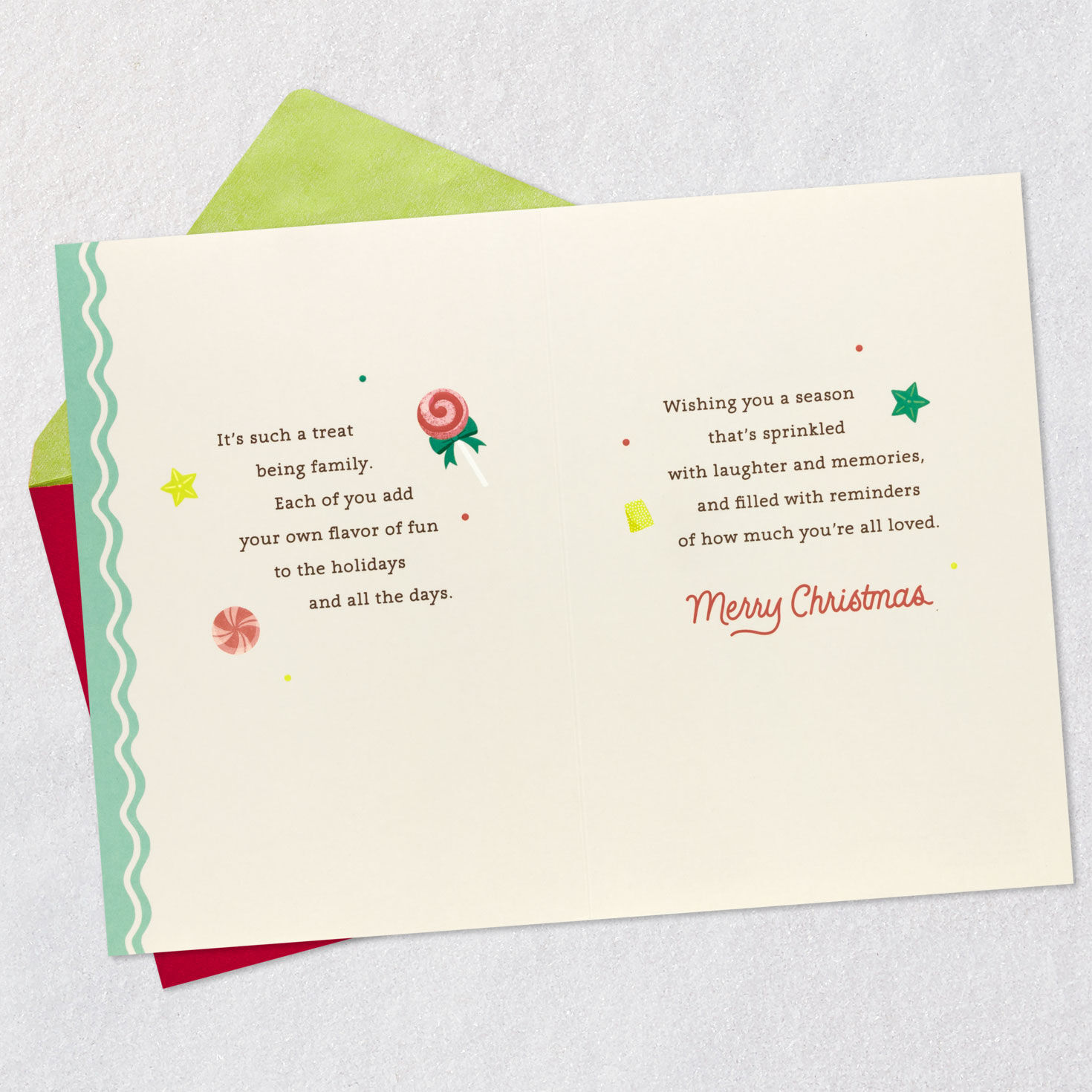Gingerbread House Christmas Card for Sister and Family Open card with envelope image number 4