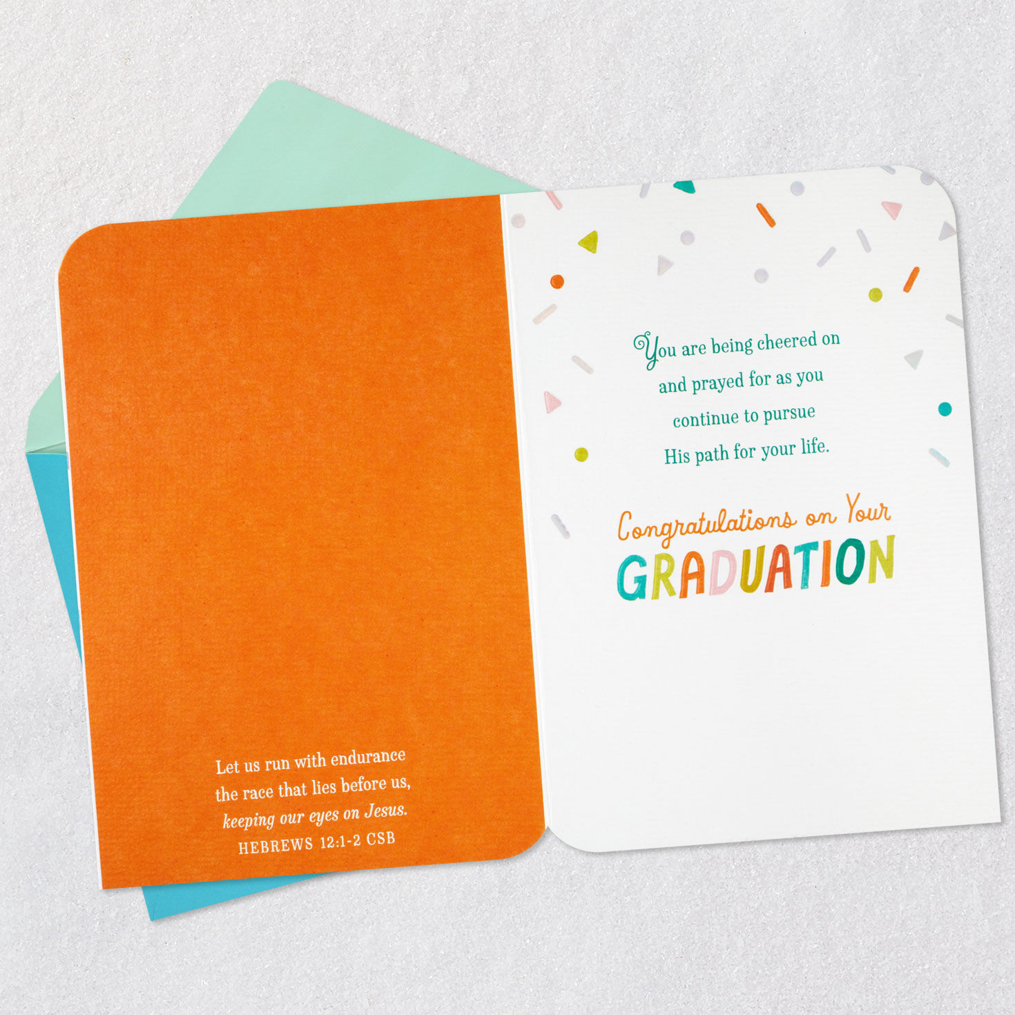 Finish Line Confetti Religious Graduation Card  image number 4