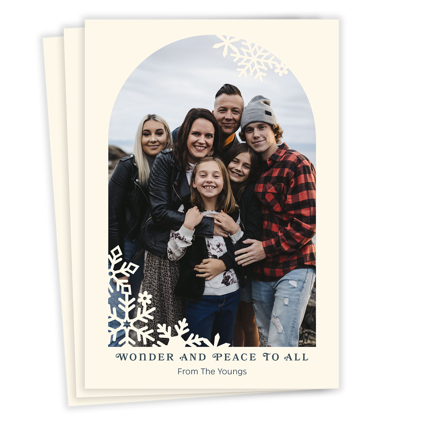 Wonder and Peace Snowflakes Flat Holiday Photo Card