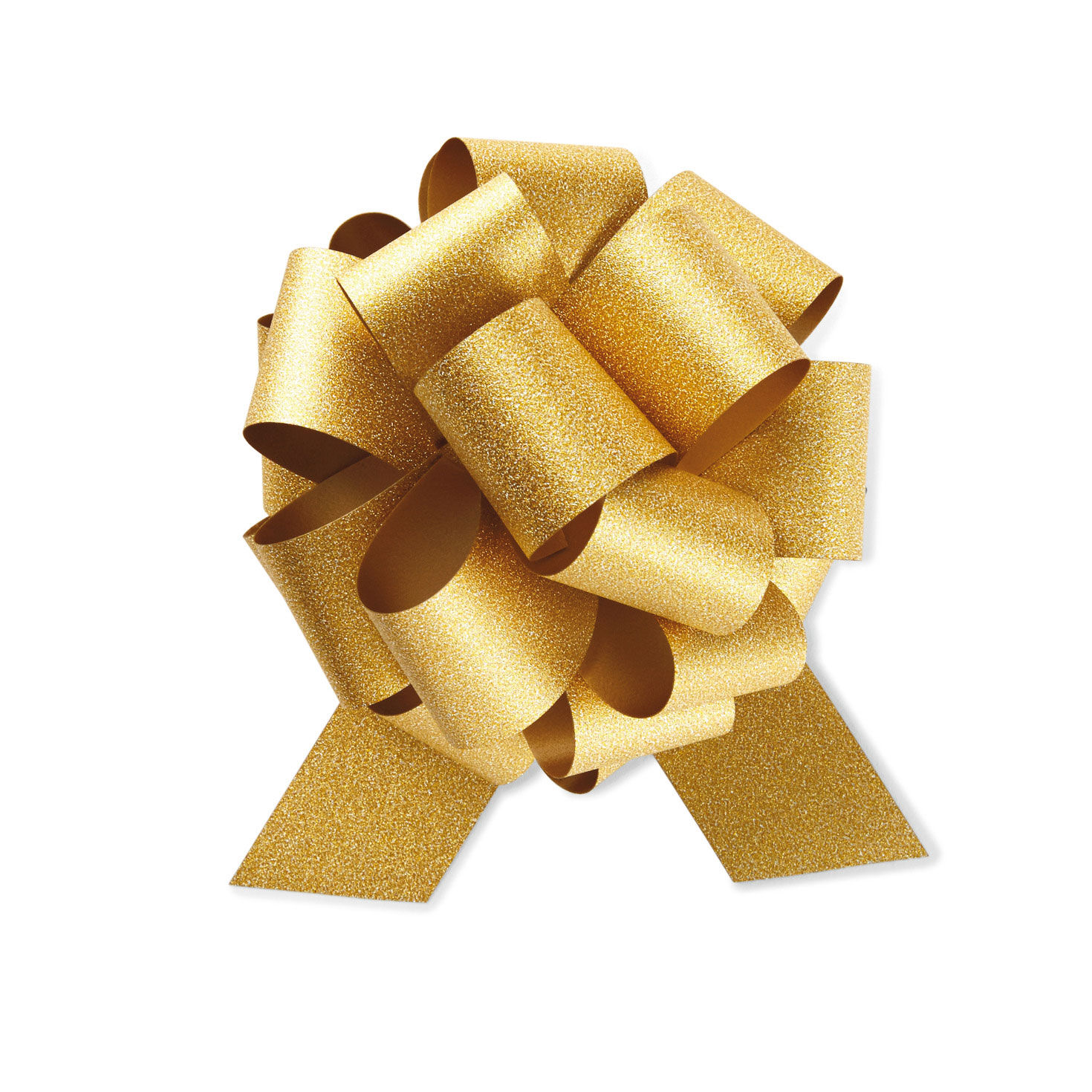 5.5" Glittery Gold Pull-String Gift Bow