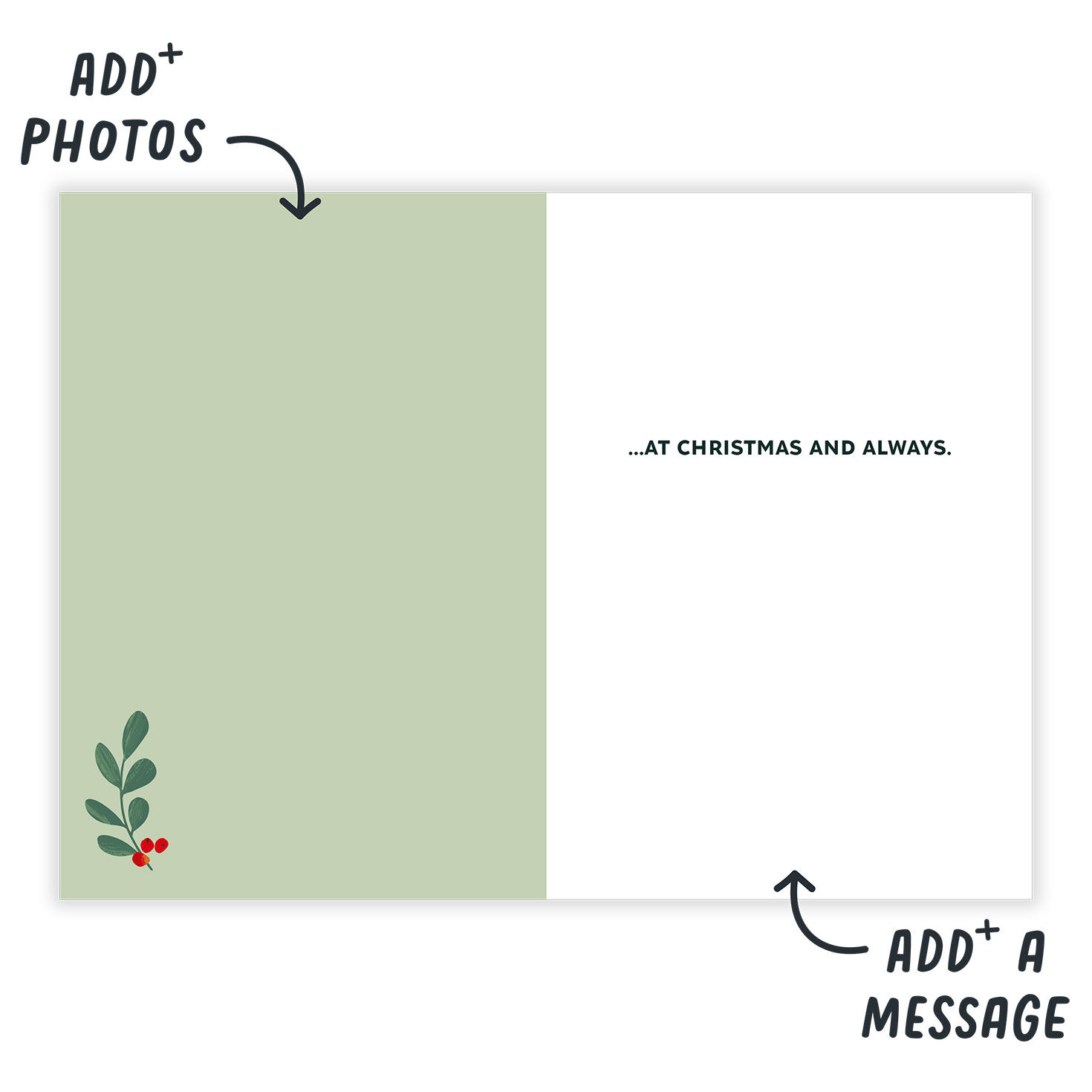 Heart Photo Personalized Christmas Card for Dad Open Card indicating personalization image number 3