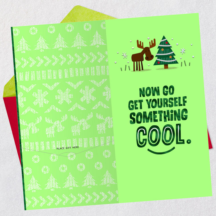 Cool Santa Moose Grandson Christmas Card Open card with envelope image number 4