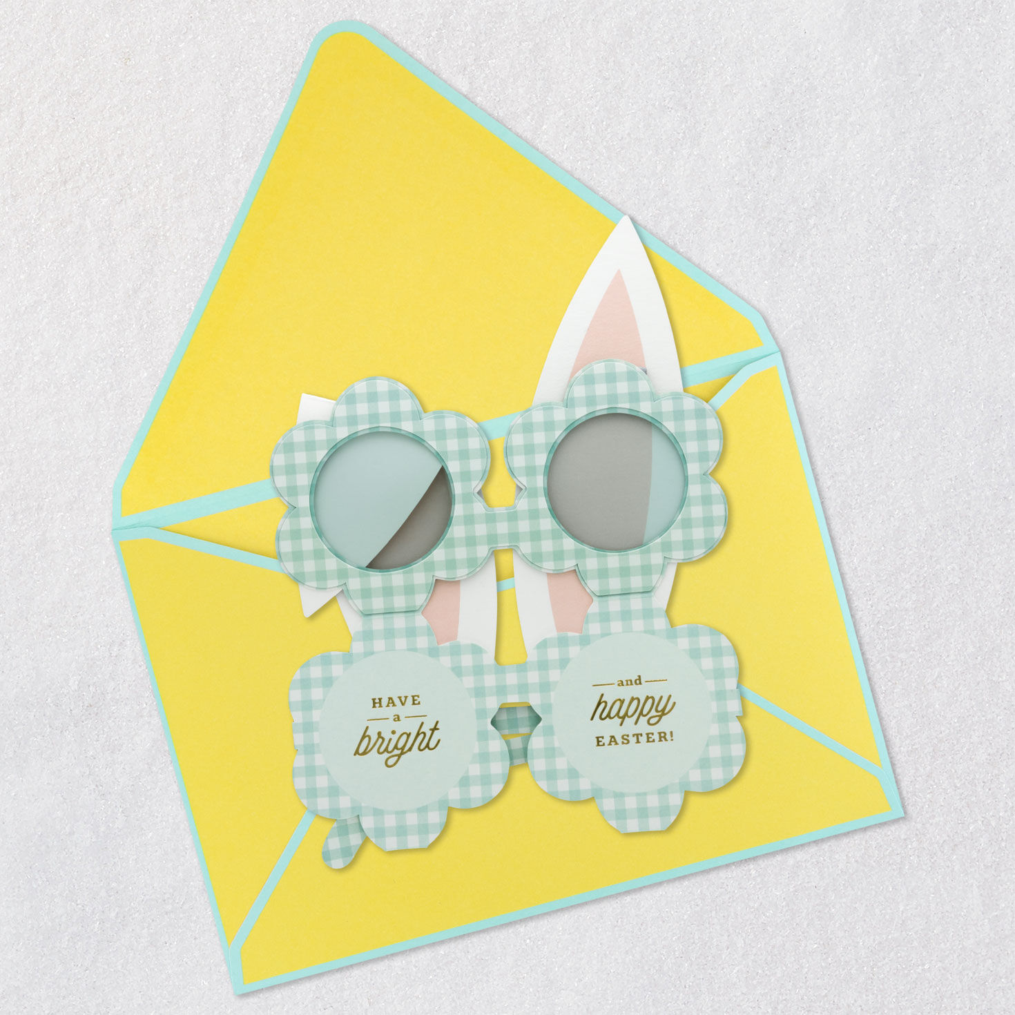 Bunny Ears with Sunglasses Paper Craft Easter Card Open card with envelope image number 5
