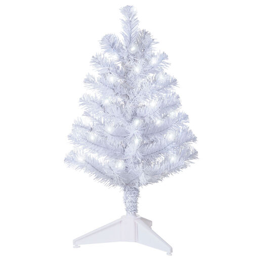 Miniature White Pre-Lit Christmas Tree, 18.75", 