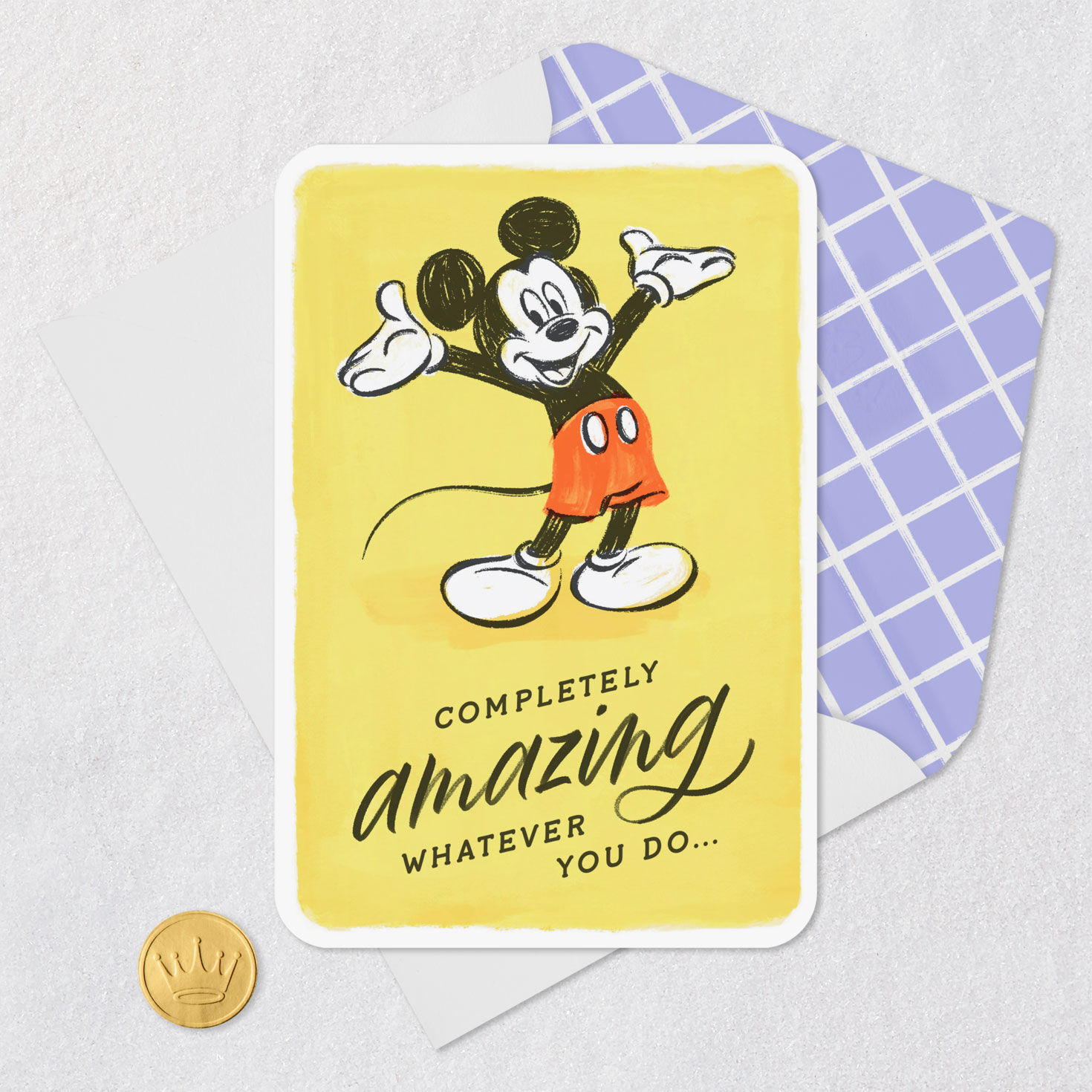 Disney Retro Mickey Mouse You're Amazing Card Card Front with Envelope and Gold Seal image number 5