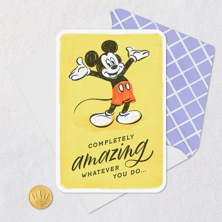 Disney Retro Mickey Mouse You're Amazing Card Card Front with Envelope and Gold Seal image number 5