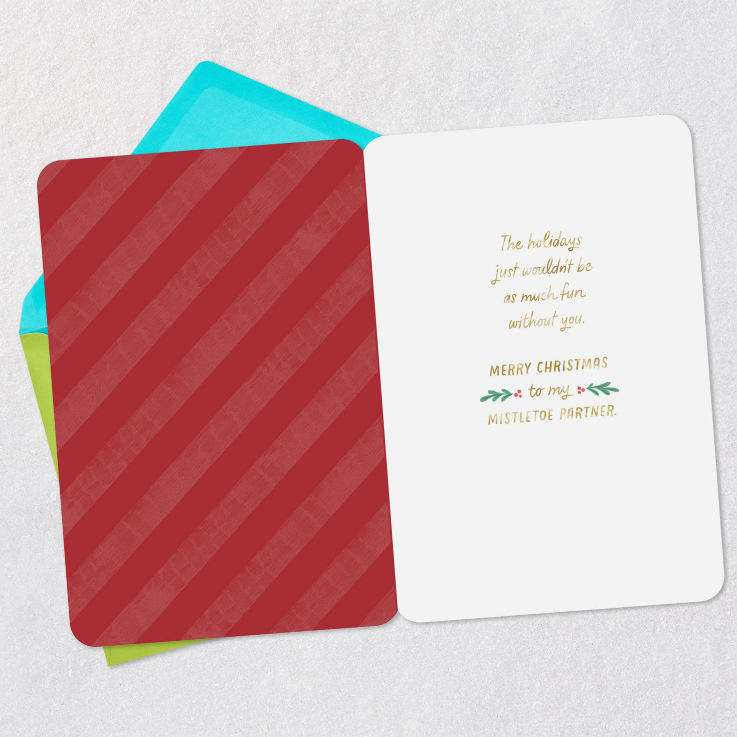 Penguin Mistletoe Christmas Card for Partner Open card with envelope image number 3