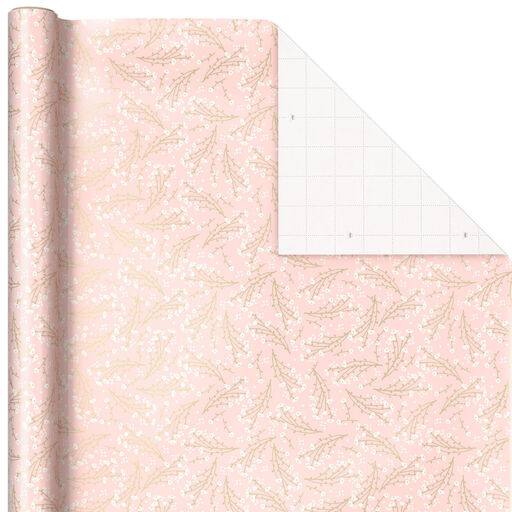 Pink Floral Metallic Wrapping Paper, 17.5 sq. ft., 