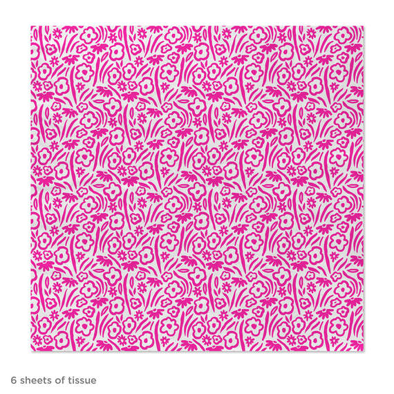 Floral Pink on White Tissue Paper, 6 Sheets, , large image number 3