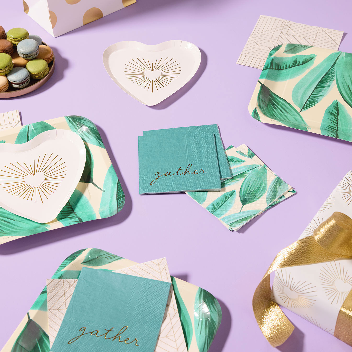 Palm Leaves Print Square Dinner Plates, Set of 8, , large image number 2