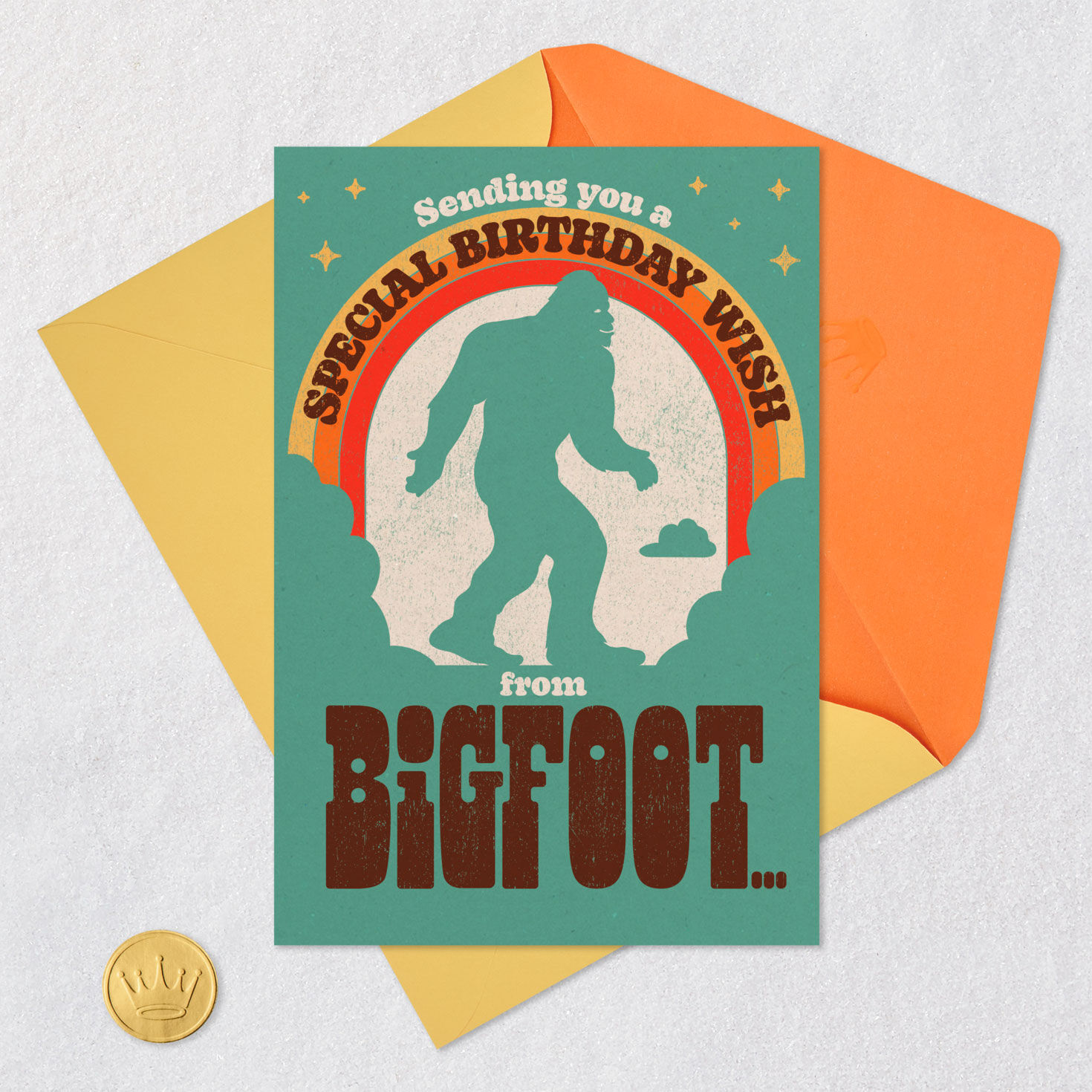 Bigfoot Funny Musical Birthday Card Card Front with Envelope and Gold Seal image number 5