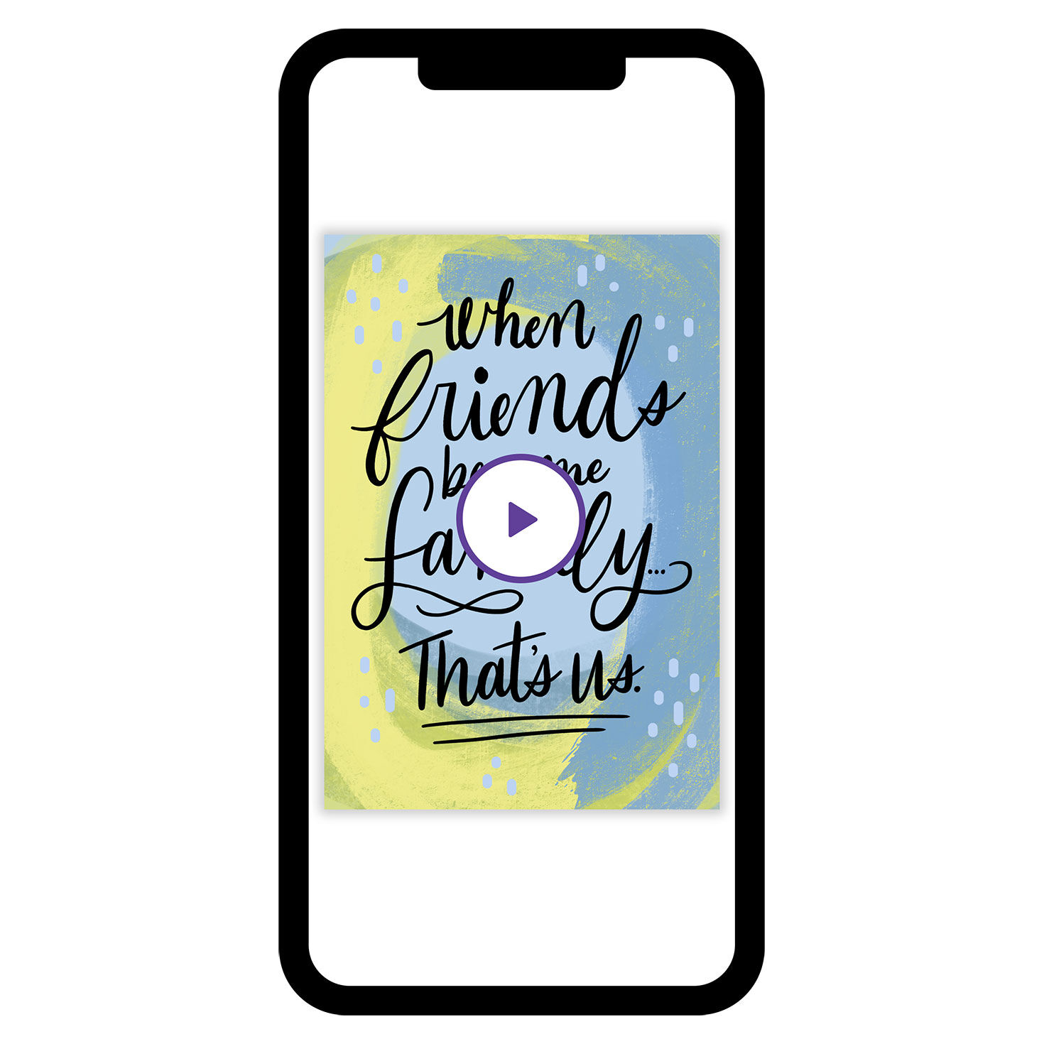 Abstract Blue Yellow Personalized Friendship Card phone with card front image number 1