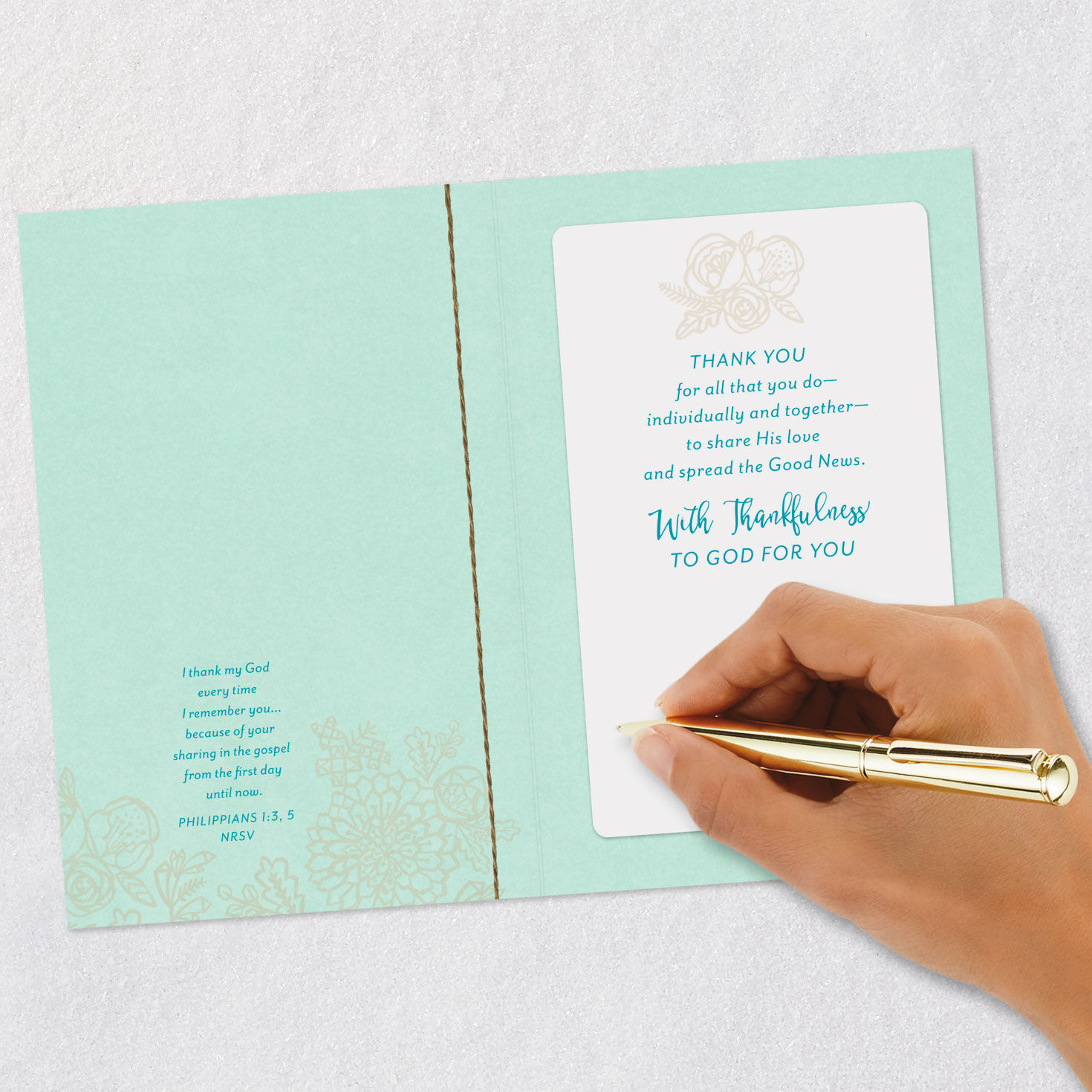 Couple Holding Hands Clergy Appreciation Card for Both Signing card image number 7