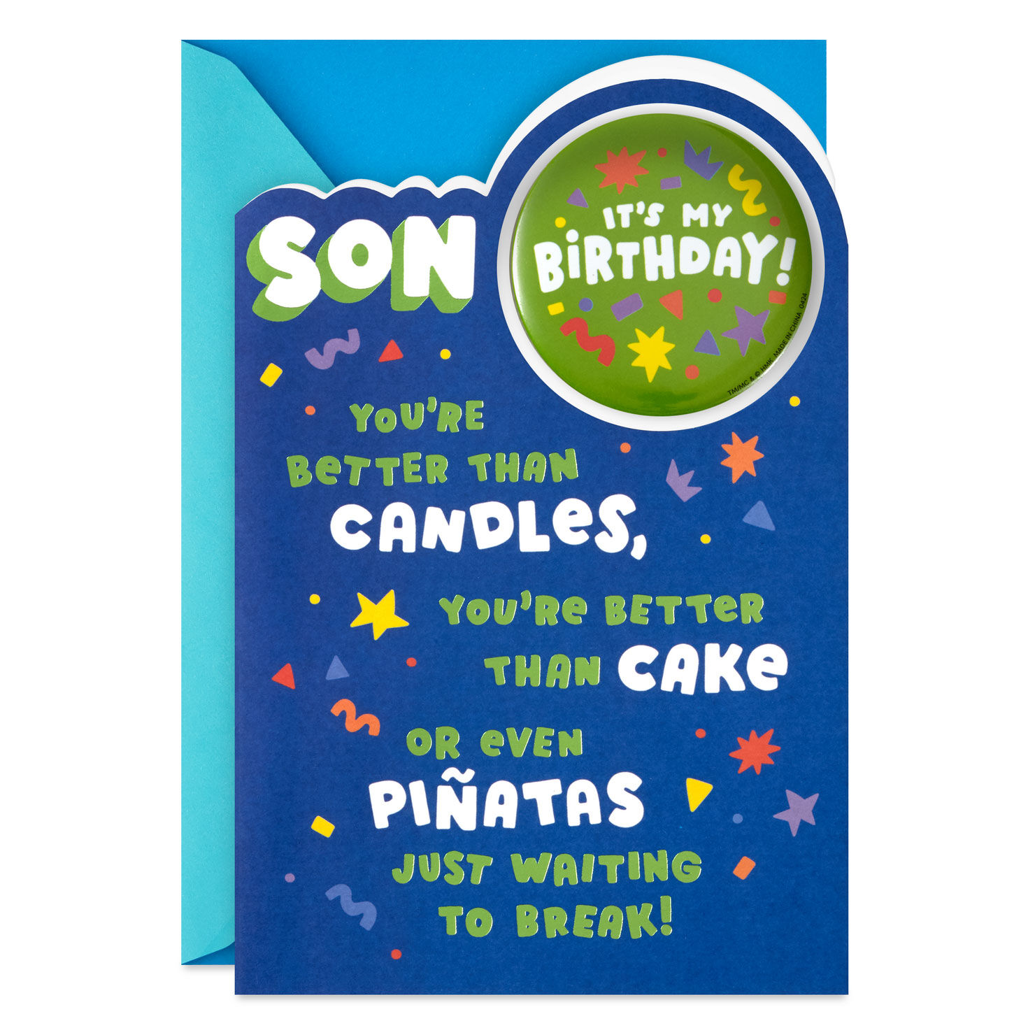 You're Better Than Great Birthday Card for Son With Button Pin