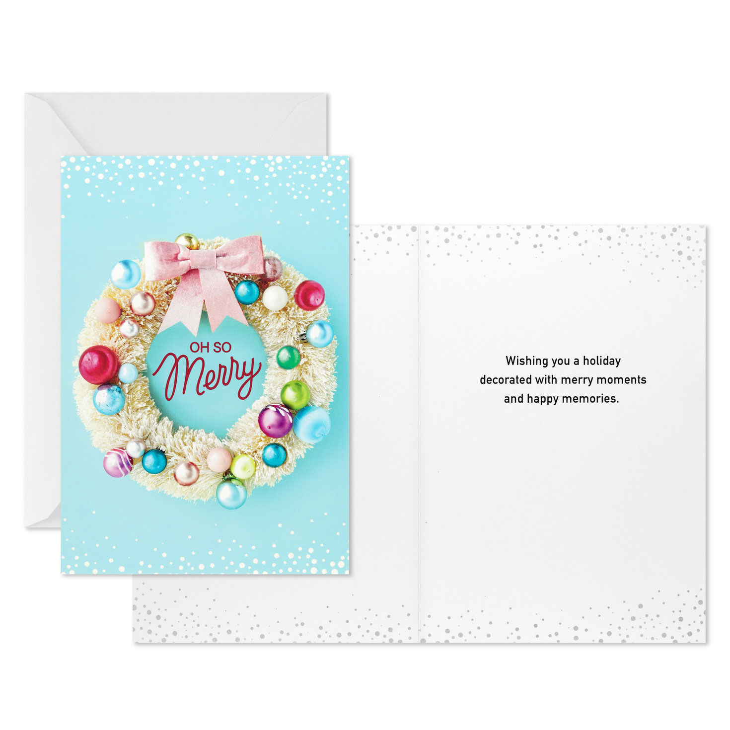 Modern Wreath Boxed Christmas Cards Bulk Pack Card Front with Sentiment image number 3