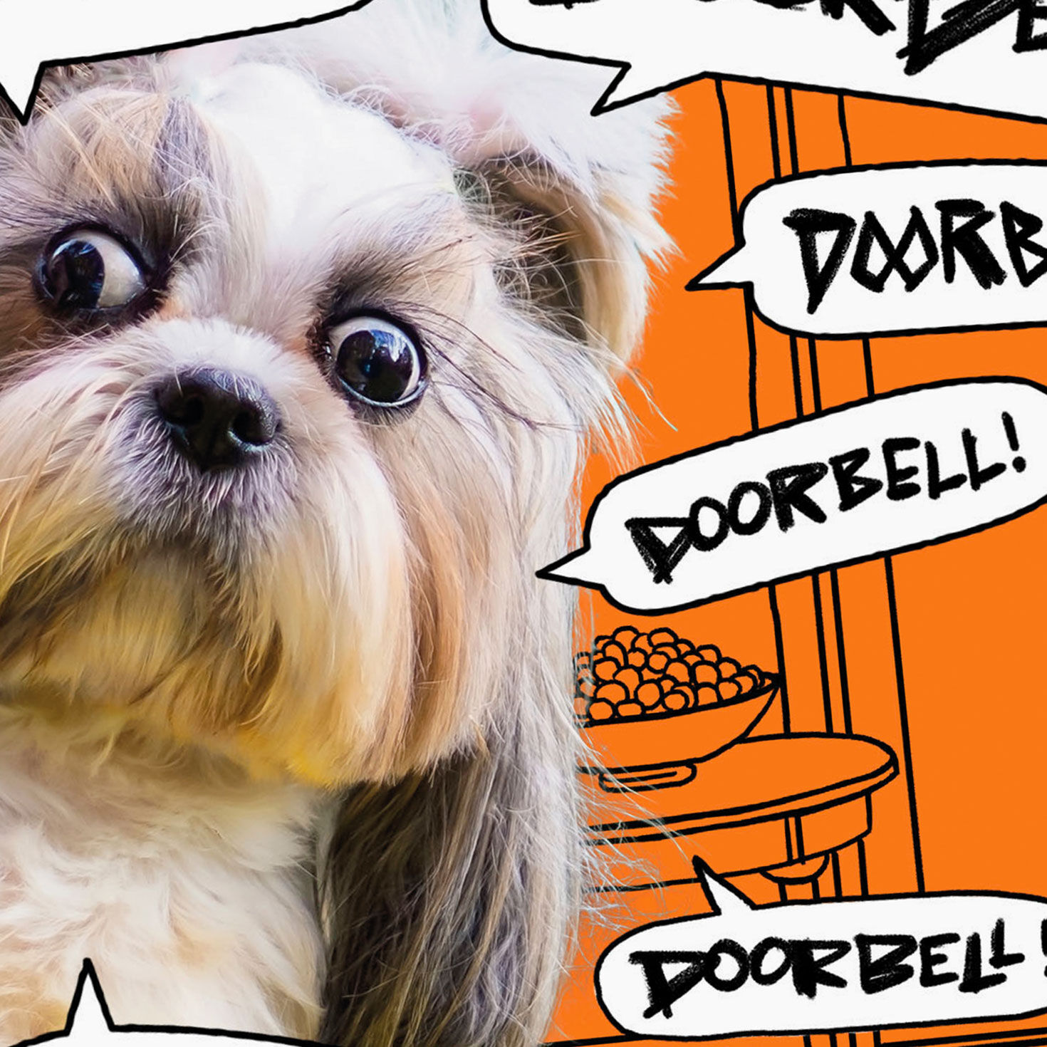Dog Versus Doorbell Funny Halloween Card Card Front Detail image number 4