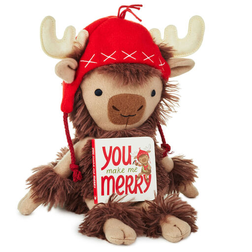 MopTops Moose Stuffed Animal With You Make Me Merry Board Book, 