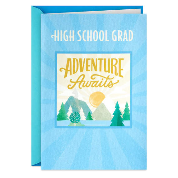 Adventure Awaits High School Graduation Card With Decal