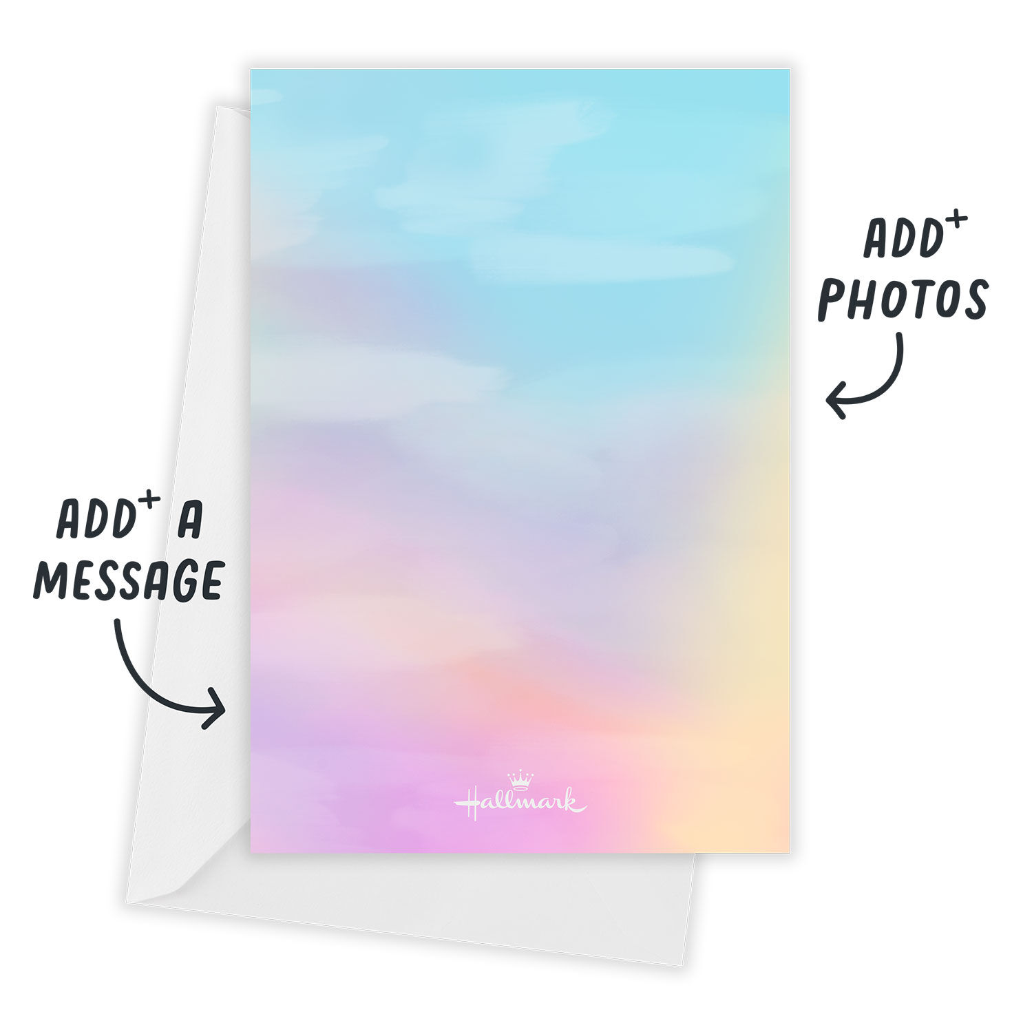 Colored Clouds Personalized Shower Invitation Card Back with envelope  indicating personalization image number 3