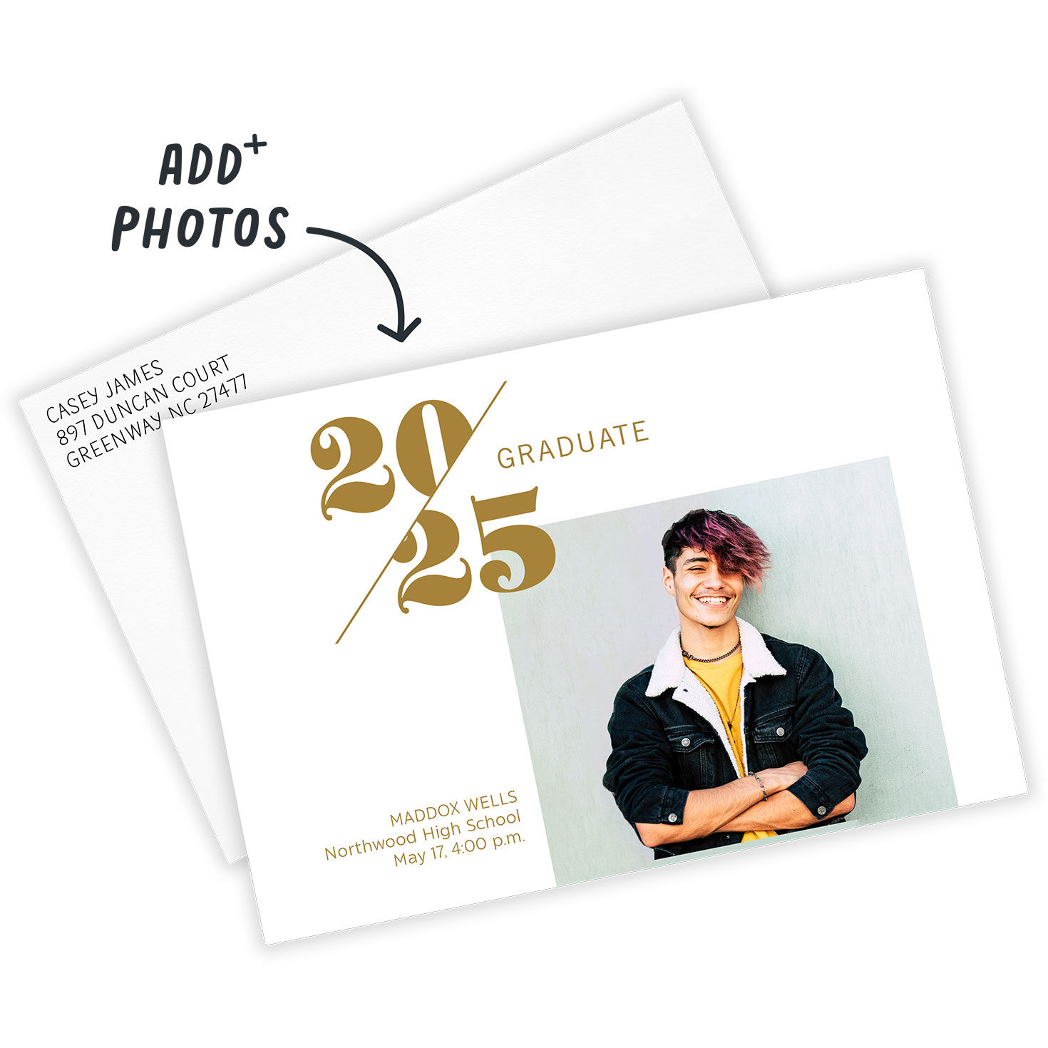 Modern Gold 2025 Graduation Announcement, , large image number 2