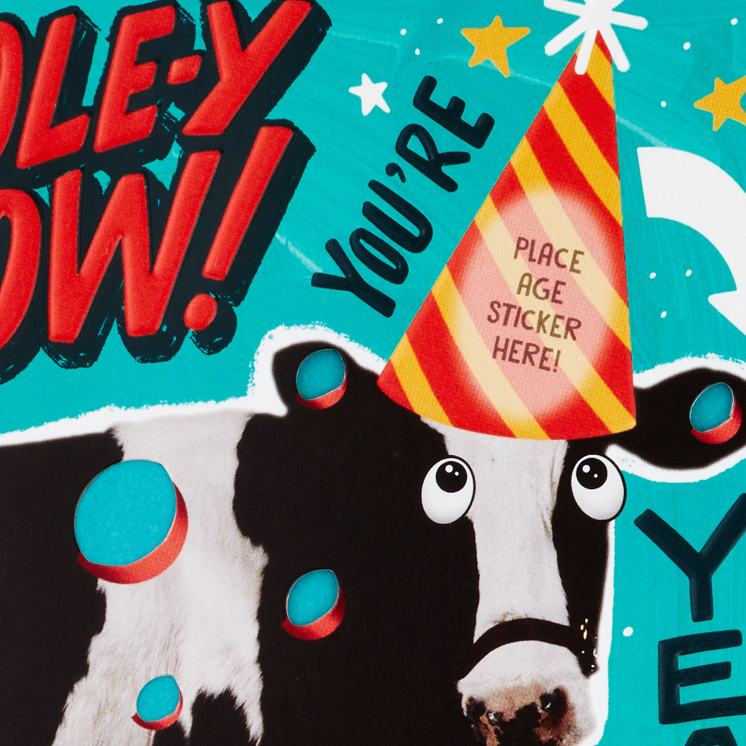 Hole-y Cow Customizable Kids Birthday Card With Age Stickers for only USD 3.99 | Hallmark