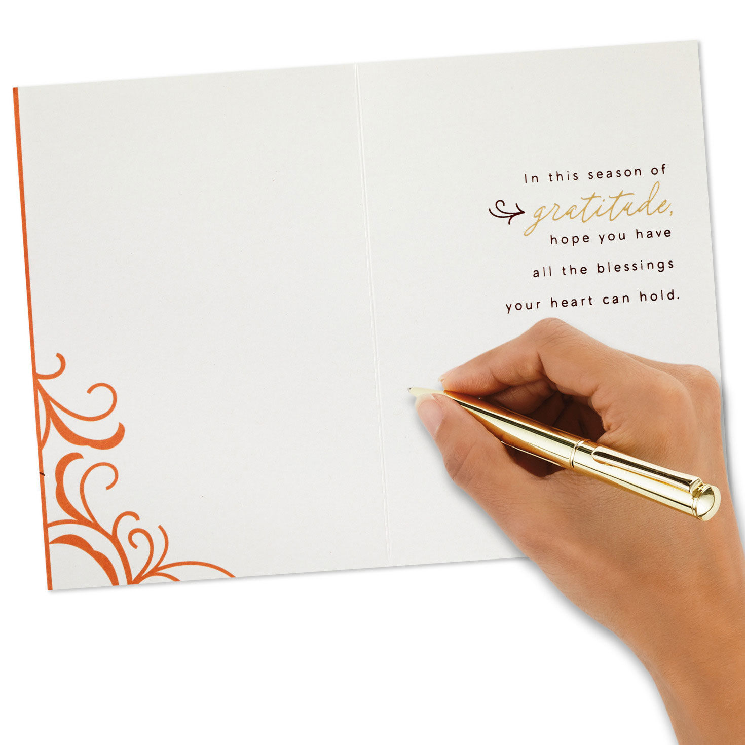 Turkey on Orange Thanksgiving Card Pack Signing card image number 5