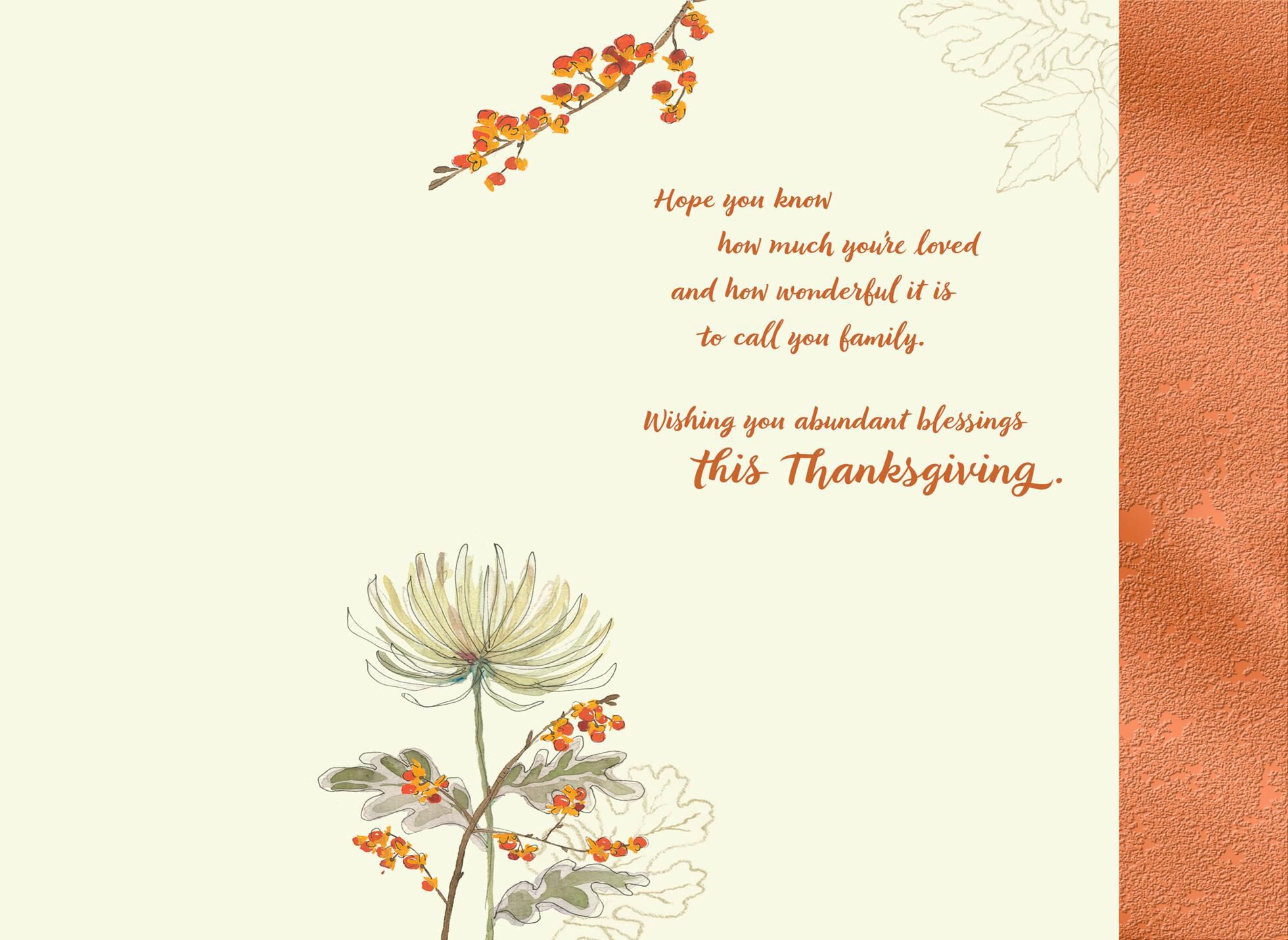 Flower Bouquet Thanksgiving Card for Niece and Family